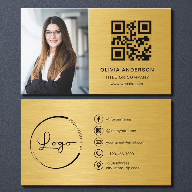 Professional Photo Gold QR Code Social Media Visitenkarte (Von Creator hochgeladen)