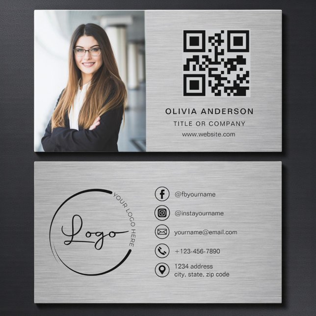 Professional Photo Metallic QR Code Social Media Visitenkarte (Von Creator hochgeladen)
