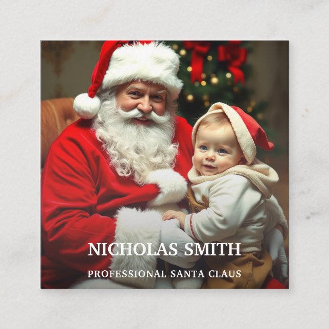 Professional Photo Santa Claus QR code Quadratische Visitenkarte (Vorderseite)