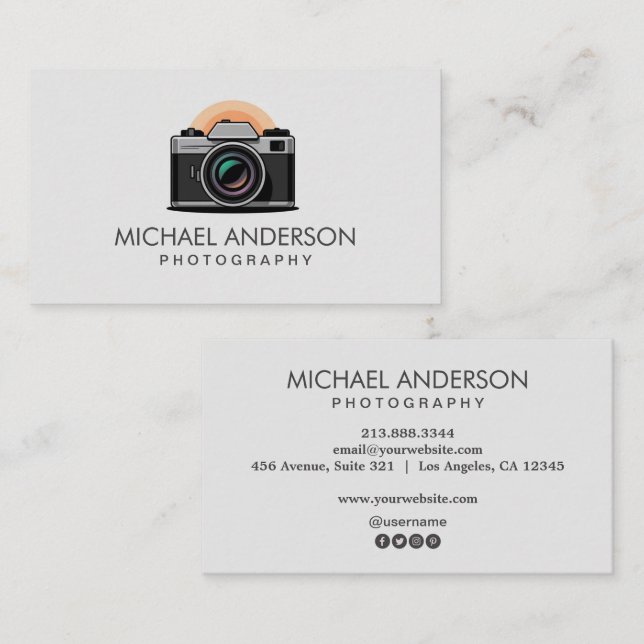 Professional Photographer camera logo Photography  Visitenkarte (Vorne/Hinten)