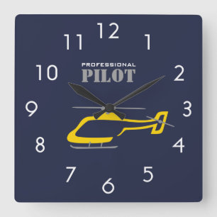Professional pilot quadratische wanduhr