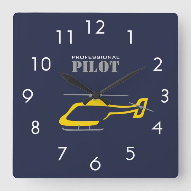 Professional pilot quadratische wanduhr (Vorderseite)