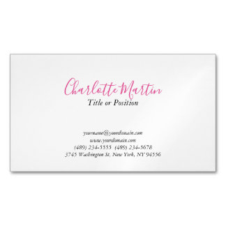 Professional Pink White Manager Consultant Chief Magnetische Visitenkarte