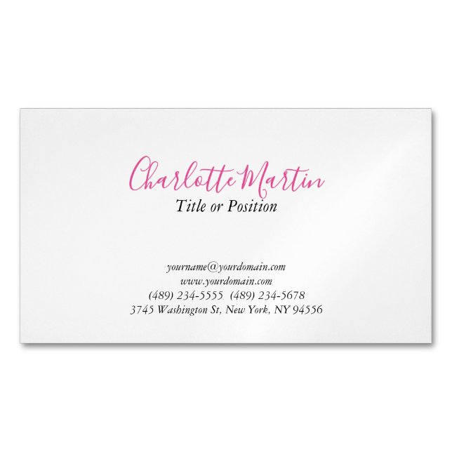 Professional Pink White Manager Consultant Chief Magnetische Visitenkarte (Vorderseite)