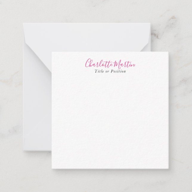 Professional Pink White Manager Consultant Chief Mitteilungskarte (Vorderseite)