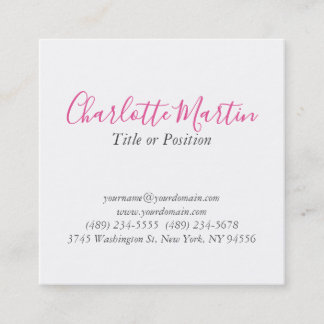 Professional Pink White Manager Consultant Chief Quadratische Visitenkarte