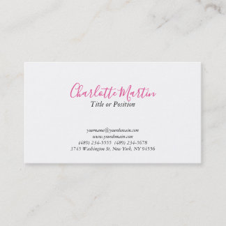 Professional Pink White Manager Consultant Chief Visitenkarte