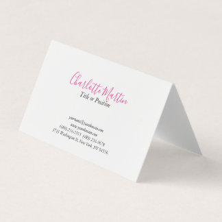 Professional Pink White Manager Consultant Chief Visitenkarten