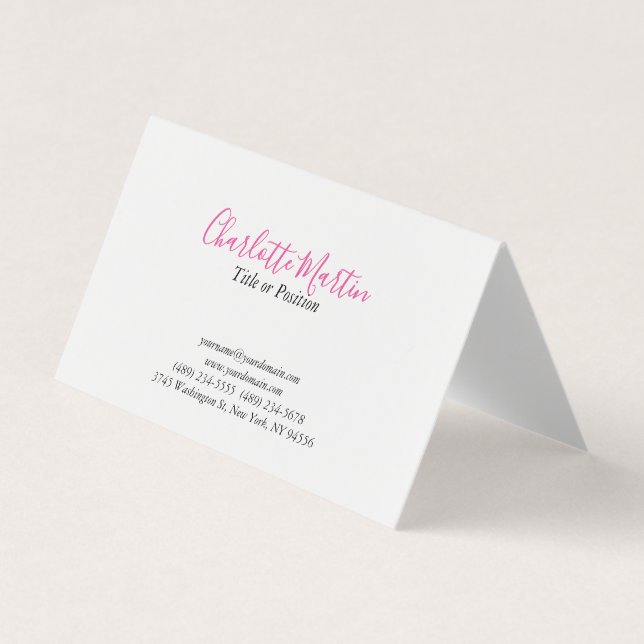 Professional Pink White Manager Consultant Chief Visitenkarten (Vorderseite)