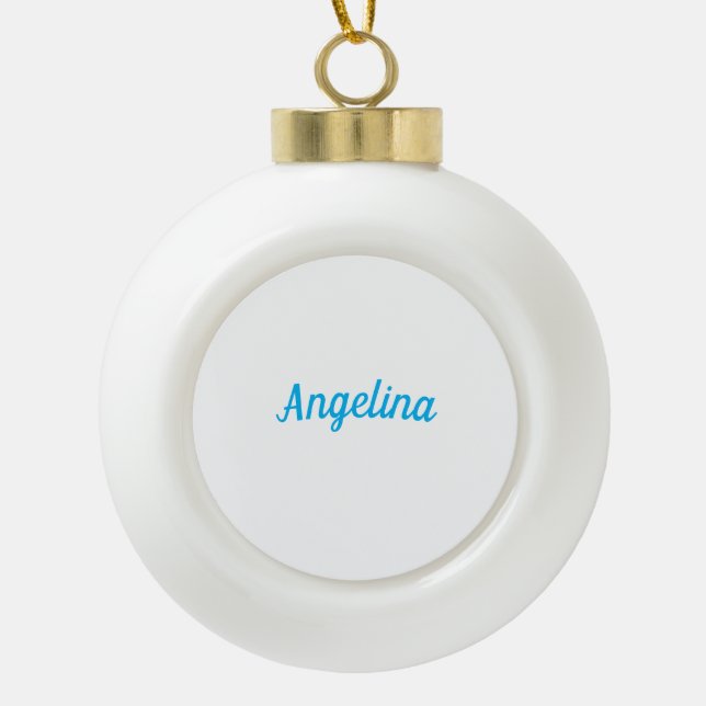 Professional Plain Modern Elegant Blue Your Name Keramik Kugel-Ornament (Vorderseite)