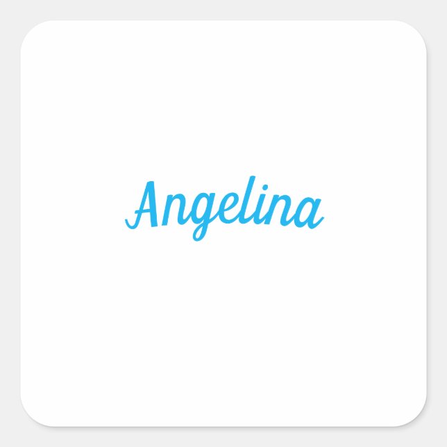 Professional Plain Modern Elegant Blue Your Name Quadratischer Aufkleber (Vorderseite)