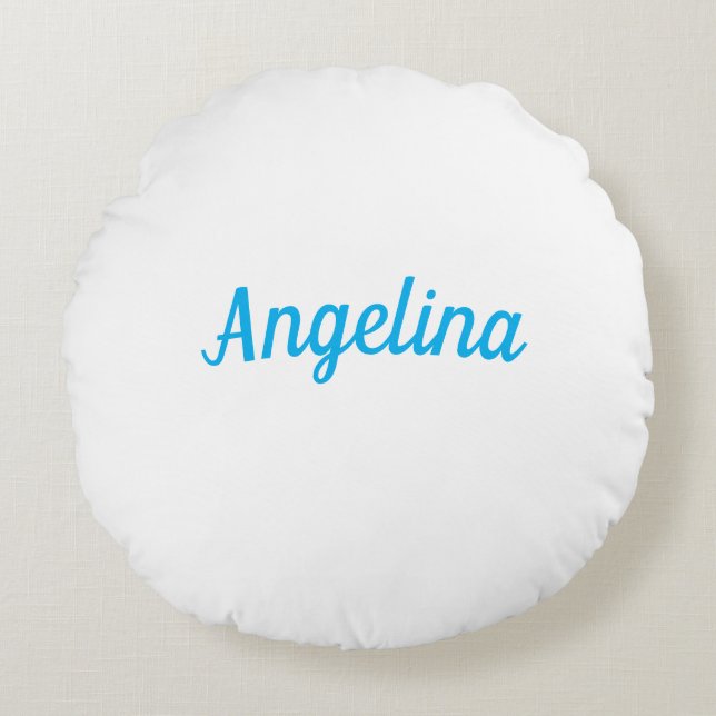 Professional Plain Modern Elegant Blue Your Name Rundes Kissen (Vorderseite)