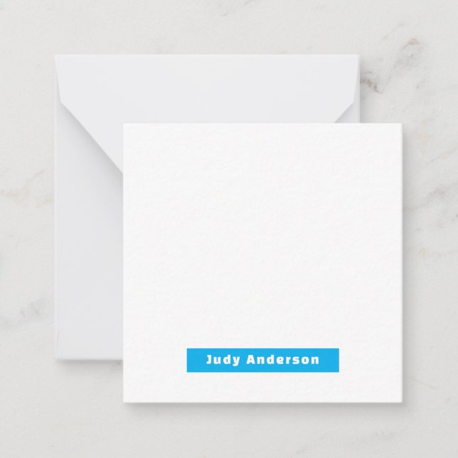 Professional Plain Modern Elegant Name Blue White Mitteilungskarte (Vorderseite)