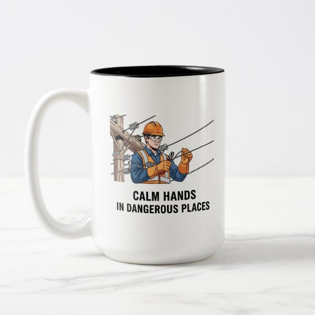 Professional Power Line Worker Pride Zweifarbige Tasse (Links)