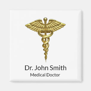 Professional Precious Medical Gold Caduceus Magnet