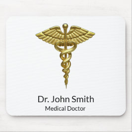 Professional Precious Medical Gold Caduceus Mousepad