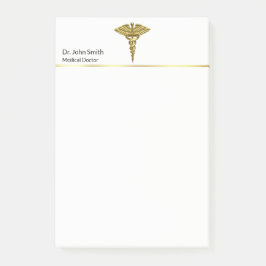 Professional Precious Medical Gold Caduceus Post-it Klebezettel