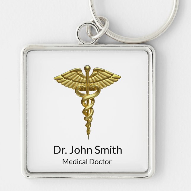Professional Precious Medical Gold Caduceus Schlüsselanhänger (Vorne)