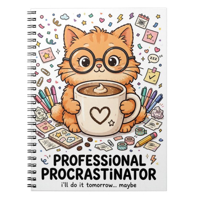 Professional Procrastinator - Cat Notebook Notizblock (Vorderseite)