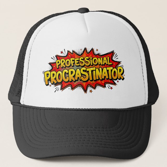 Professional Procrastinator Comic Book Pop Art  Truckerkappe (Vorderseite)