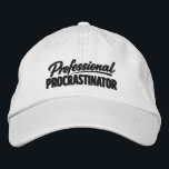 Professional Procrastinator Funny Humor Bestickte Baseballkappe<br><div class="desc">Professional Procrastinator Funny cap from Ricaso - Show off your sense of humor with the “Professional Procrastinator ” text-based design — perfect for anyone whose mind never quite get around to doing things. Simple, bold typography delivers the joke instantly, making it relatable for Procrastinators, and anyone who tends to put...</div>