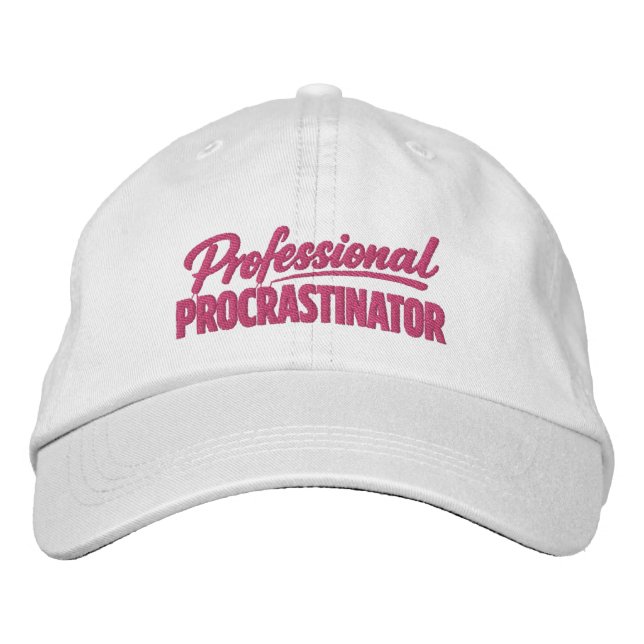 Professional Procrastinator Funny Humor Bestickte Baseballkappe (Vorderseite)
