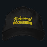 Professional Procrastinator Funny Humor Bestickte Baseballkappe<br><div class="desc">Professional Procrastinator Funny cap from Ricaso - Show off your sense of humor with the “Professional Procrastinator ” text-based design — perfect for anyone whose mind never quite get around to doing things. Simple, bold typography delivers the joke instantly, making it relatable for Procrastinators, and anyone who tends to put...</div>