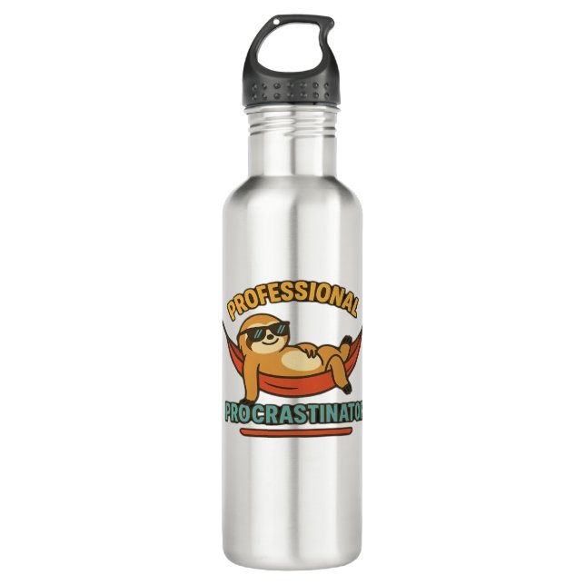 Professional Procrastinator Sloth Retro T-Shirt Cl Edelstahlflasche (Vorderseite)