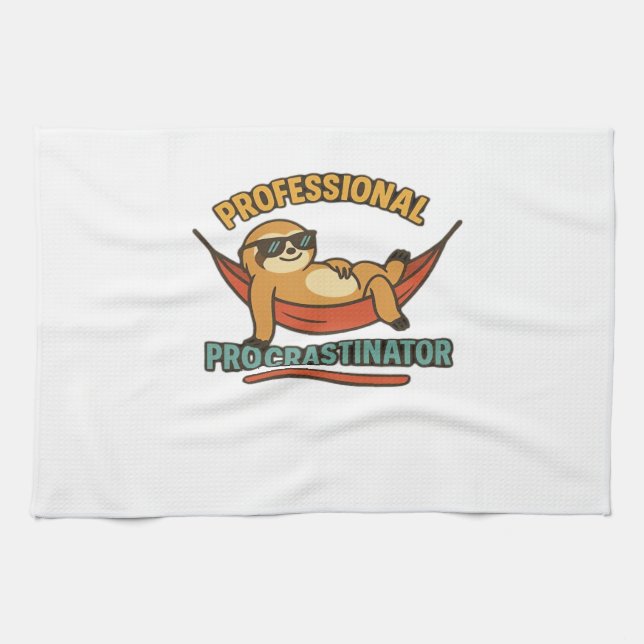 Professional Procrastinator Sloth Retro T-Shirt Cl Geschirrtuch (Horizontal)