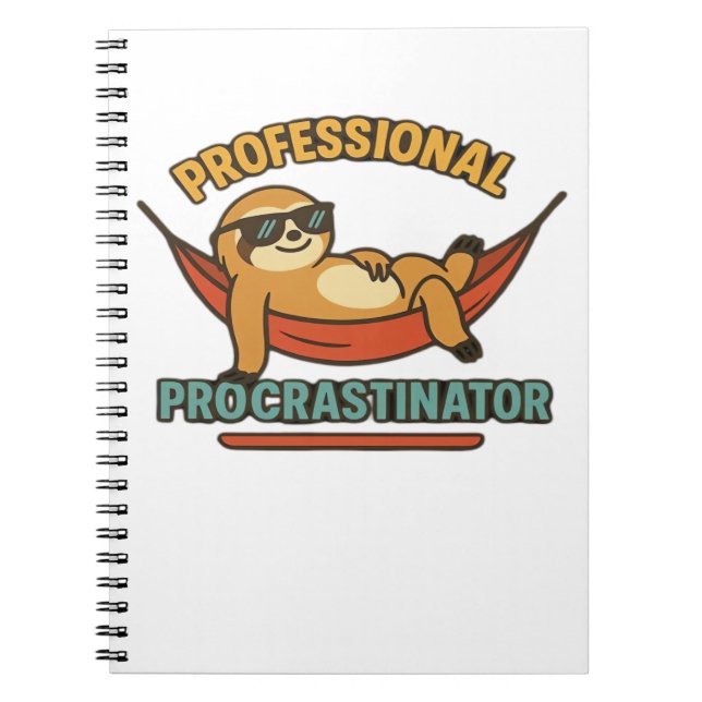 Professional Procrastinator Sloth Retro T-Shirt Cl Notizblock (Vorderseite)