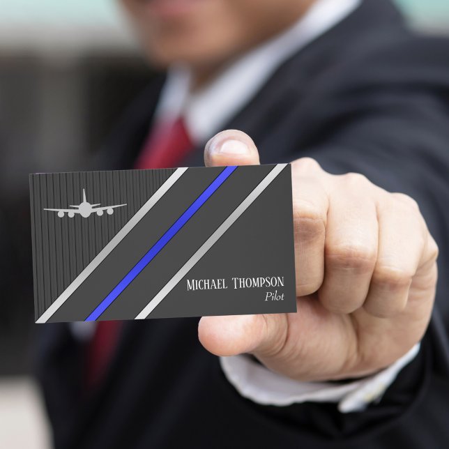 Professional QR Code Pilot Stylish Aviation Visitenkarte (Von Creator hochgeladen)