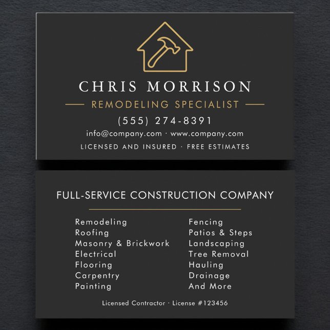 Professional Remodeling Specialist Construction Visitenkarte (Von Creator hochgeladen)