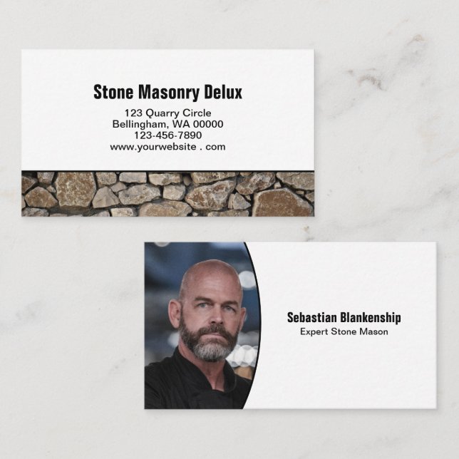 Professional Replaceable Photo Stone Wall Border Visitenkarte (Vorne/Hinten)
