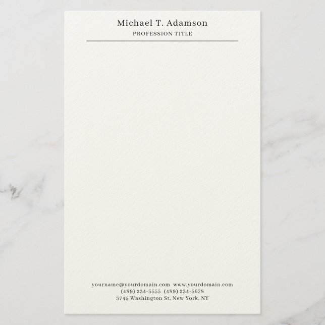 Professional Retro Style Elegant Plain Simple Briefpapier (Vorderseite)