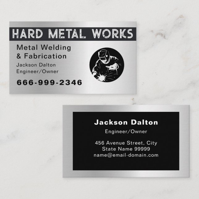 Professional Shiny Black Welding Metal Fabricator  Visitenkarte (Vorne/Hinten)