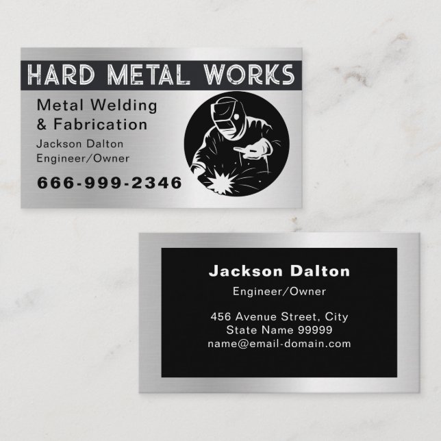 Professional Shiny Black Welding Metal Fabricator  Visitenkarte (Vorne/Hinten)