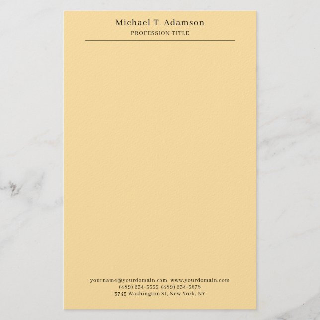 Professional Stylish Elegant Plain Modern Beige Briefpapier (Vorderseite)