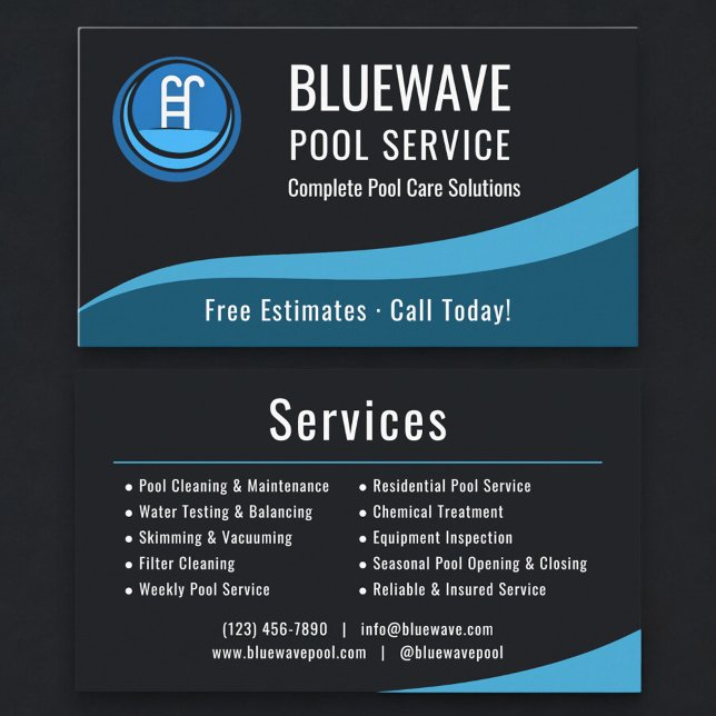 Professional Swimming Pool Service Company Visitenkarte (Von Creator hochgeladen)