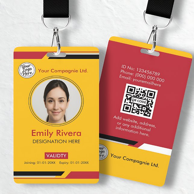 Professional Yellow Black Red Employee Access Card Ausweis (Professional Yellow Black Red Employee Access Card Badge)