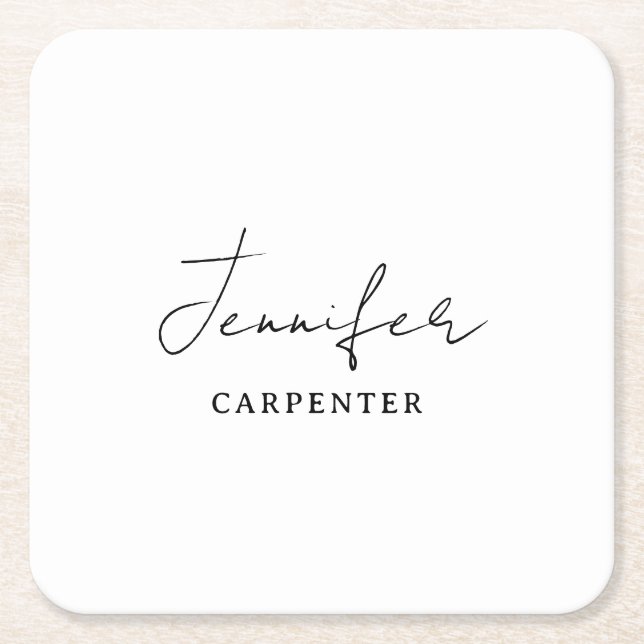 Professionell elegant modern minimalist Namen hinz Rechteckiger Pappuntersetzer (Vorderseite)
