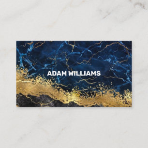 Professionell Elegant Modern Navy Blau Gold Marmor Visitenkarte