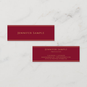 Professionell Elegant Moderne Gold Text Burgunderr Mini Visitenkarte