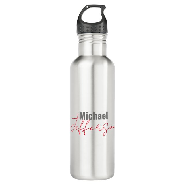 Professionell eleganter moderner minimalistischer  edelstahlflasche (Vorderseite)