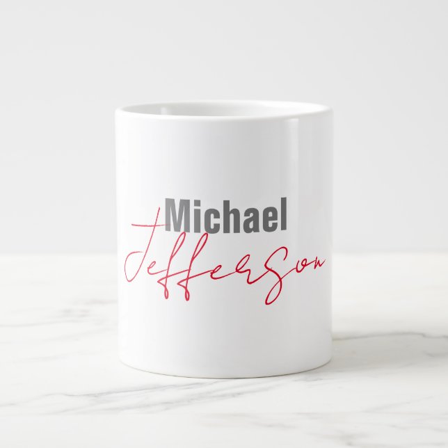 Professionell eleganter moderner minimalistischer  Jumbo-Tasse (Vorderseite)
