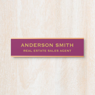 Professionell Modern Burgund Gold Büro Namensschil Türschild