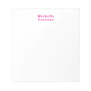 Professionell Modern Einfach Schlicht Name Pink & Notizblock