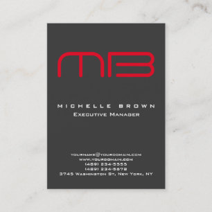 Professionell Modern Grau Rot Monogramm Visitenkarte