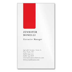 Professionell schlicht minimalist modern rot weiß magnetische visitenkarte