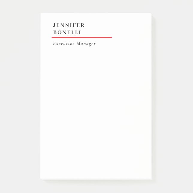 Professionell schlicht minimalistischer moderner T Post-it Klebezettel (Vorderseite)