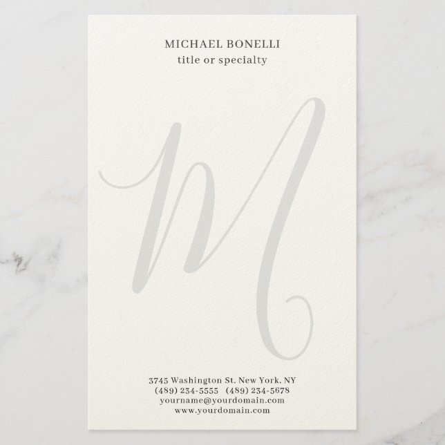 Professionell schlicht modern minimalist monogramm briefpapier (Vorderseite)